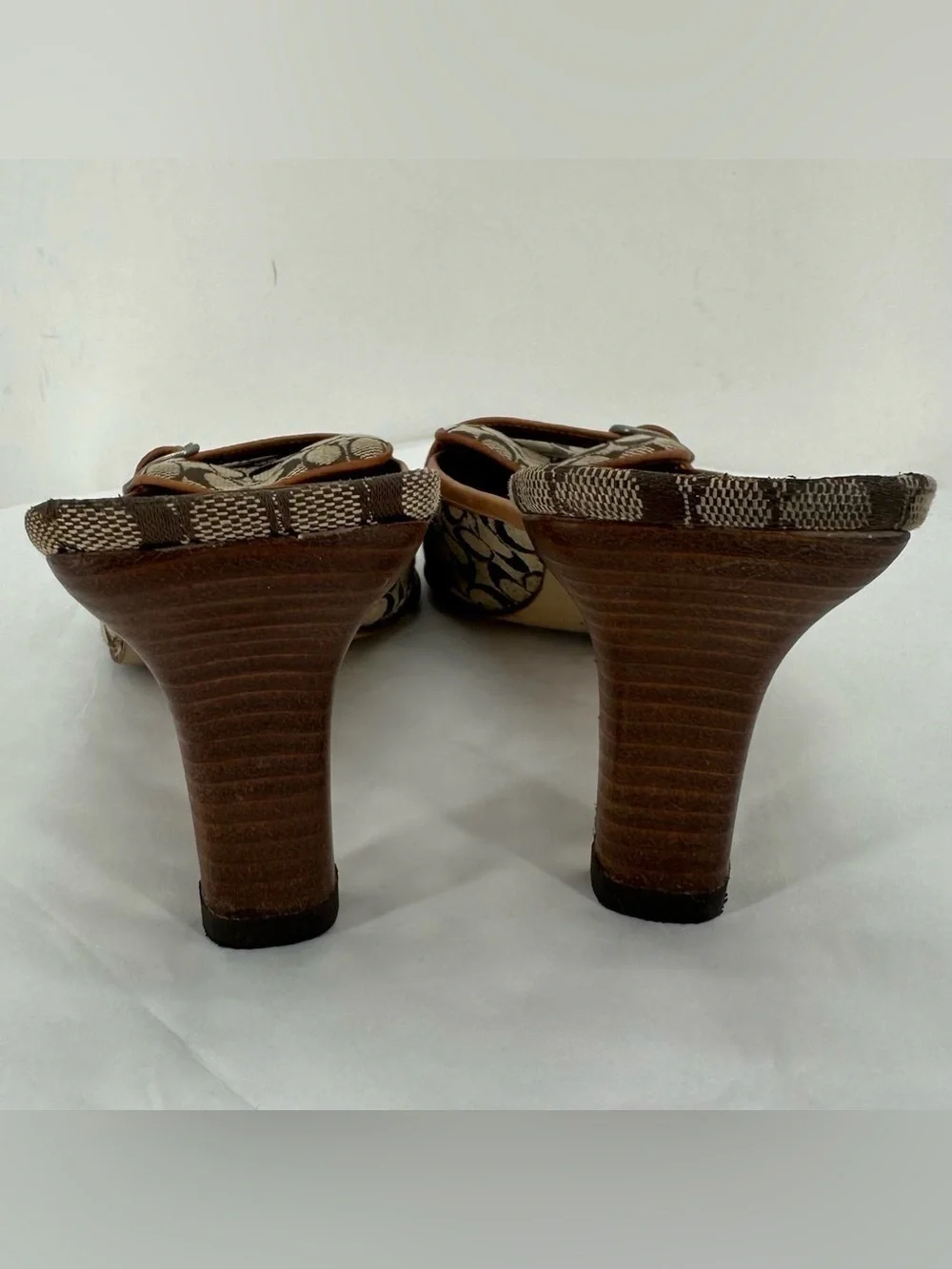 Coach tan signature print mules